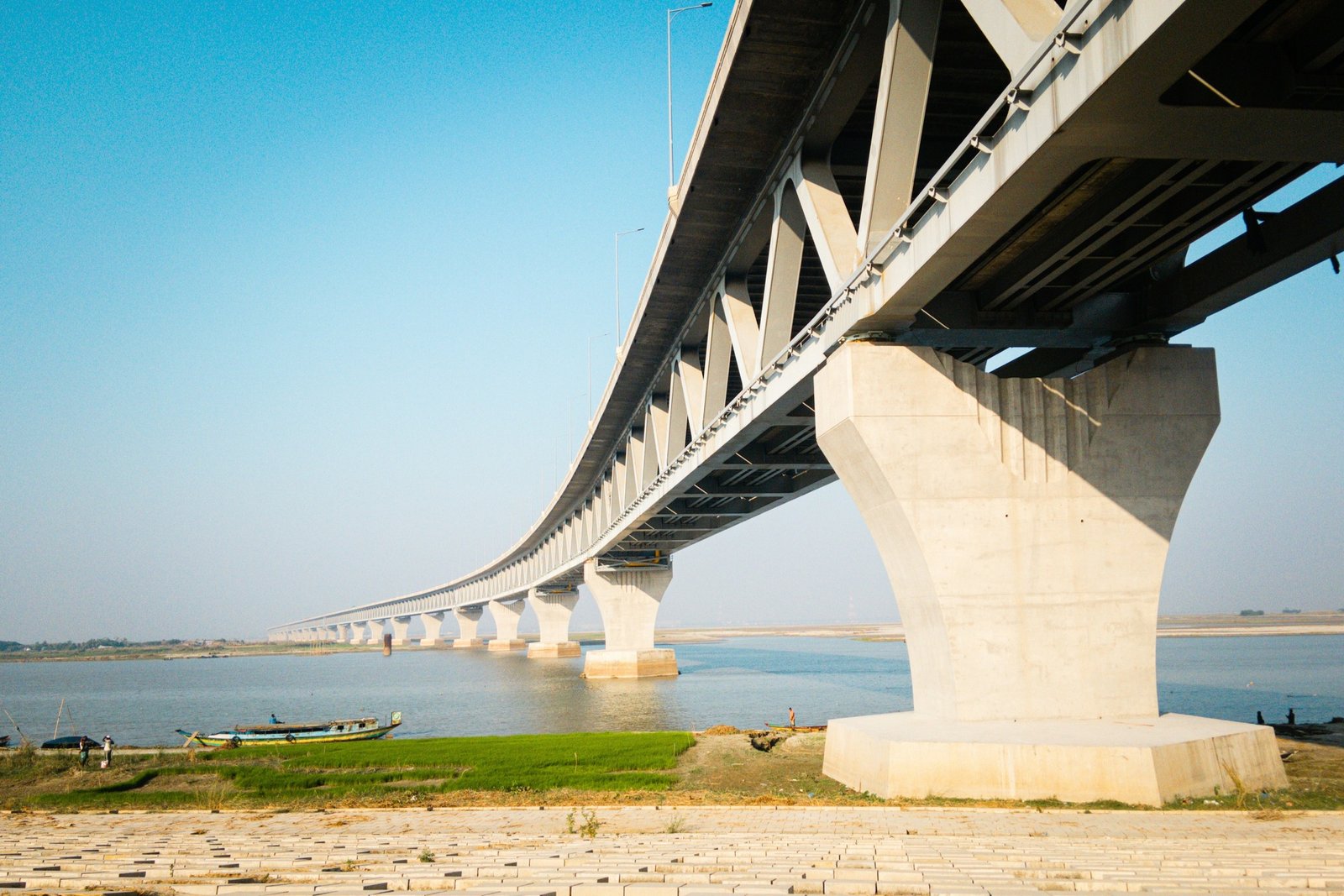 The Padma Bridge stretching across the river