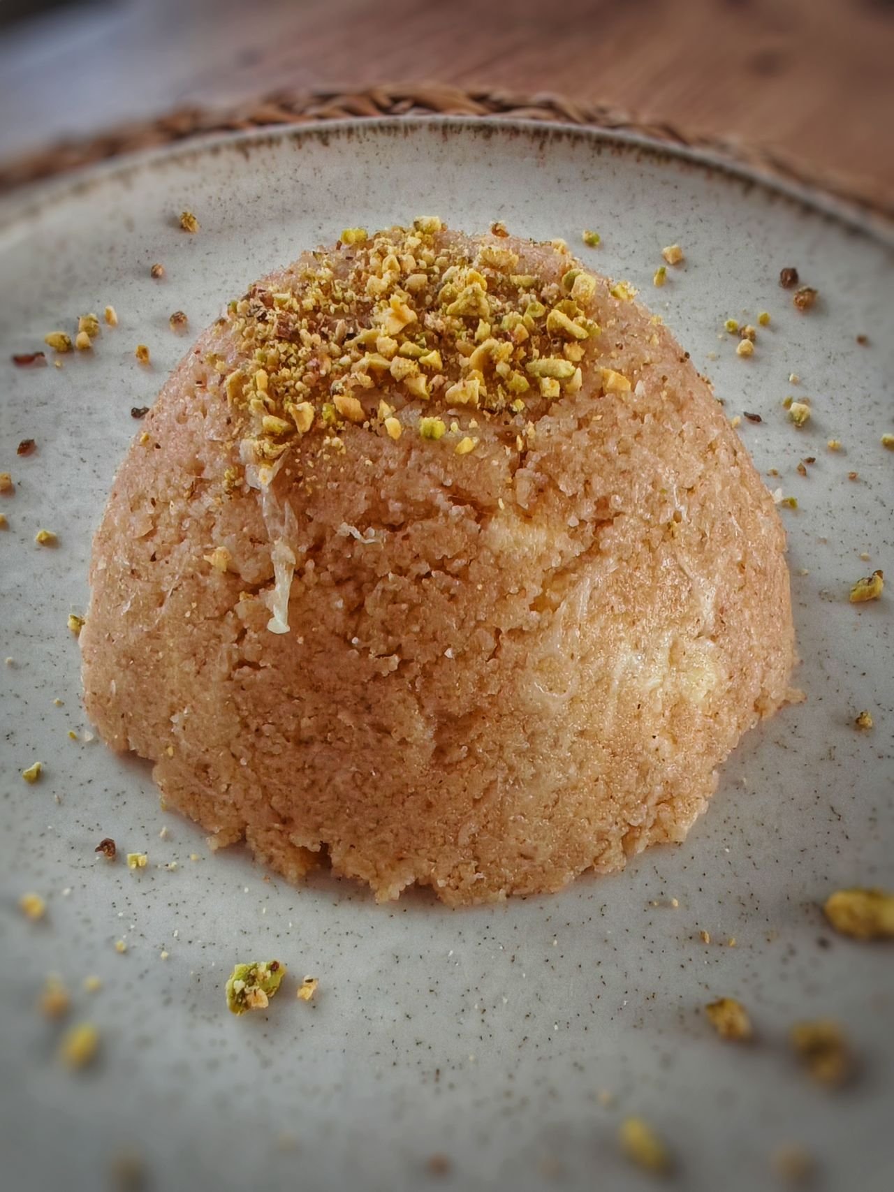 Suji halwa garnished with nuts